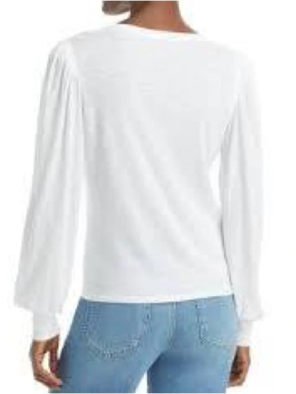 Paige Sylvie White Puff Sleeve long sleeve shirt Size medium